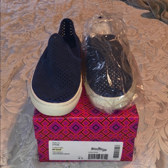 Tory Burch suede navy slip on sneaker - Picture 1 of 6